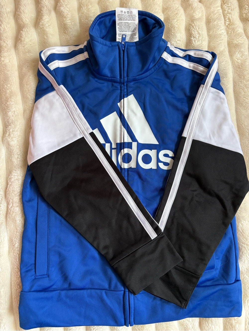 adidas Kids 4T Blue White Black Track Jacket Full Zip